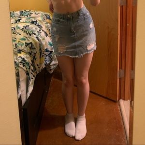 Distressed Denim Skirt